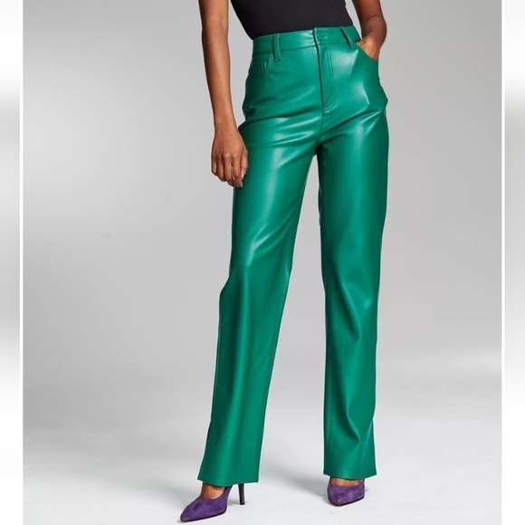 ADE Samuel For INC Pleather Straight Leg Pants - Picture 1 of 5